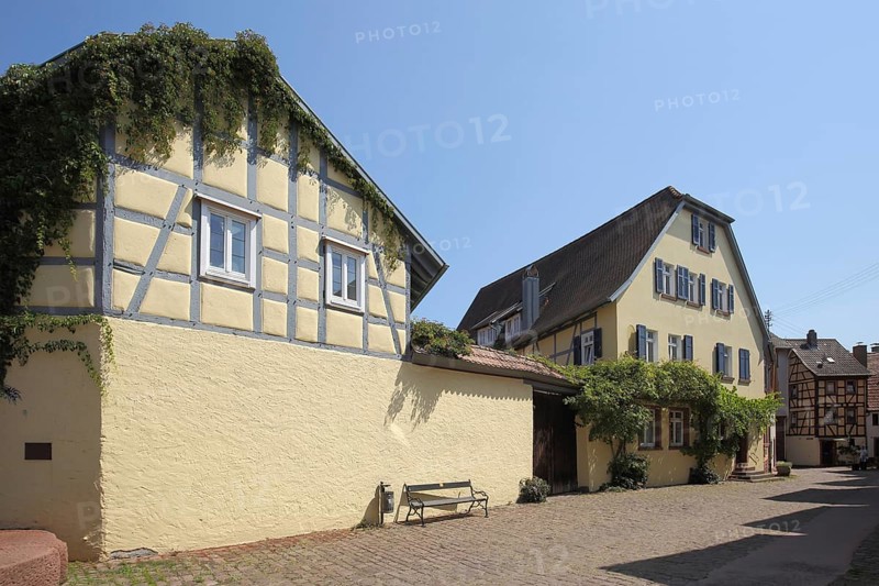 Idyllic houses in Fischergasse in Lohr am Main, Lower Franconia, Franconia, Spessart, Bavaria, Germany, Europe