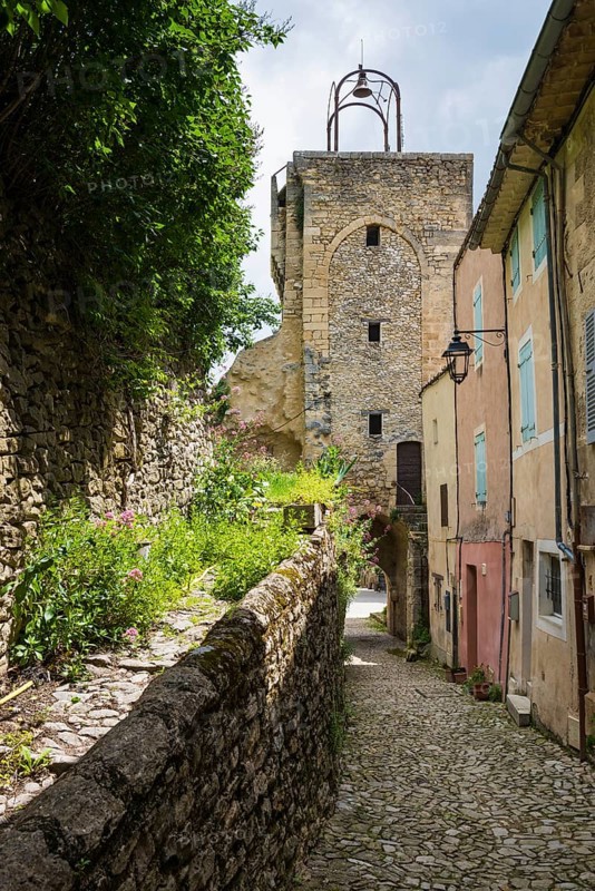 Medieval village in the mountains, Montbrun-les-Bains, Plus beaux villages de France, Département Drôme, Provence, Auvergne-Rhône-Alpes, France, Europe