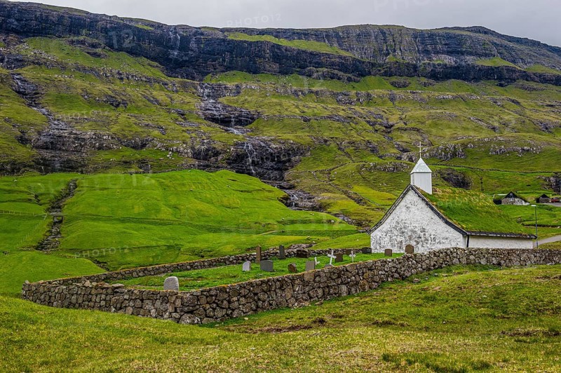 Old church in Saksun, Streymoy, Faroe islands, Denmark, Europe