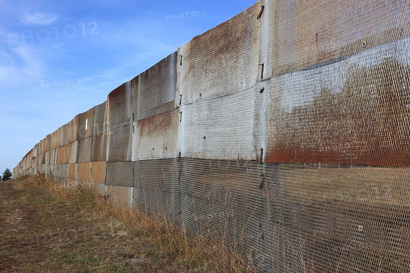 Point Alpha, memorial and meeting place on the road between Geisa (Thuringia) and Rasdorf (Hesse), Germany, expanded metal fence, former border fence, Europe