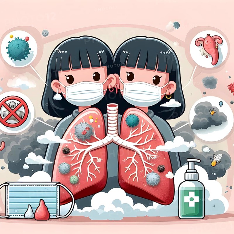 Air Pollution city and people suffers lung disease. Industrial pollution. Industrial smoke. Human lungs. AI generated