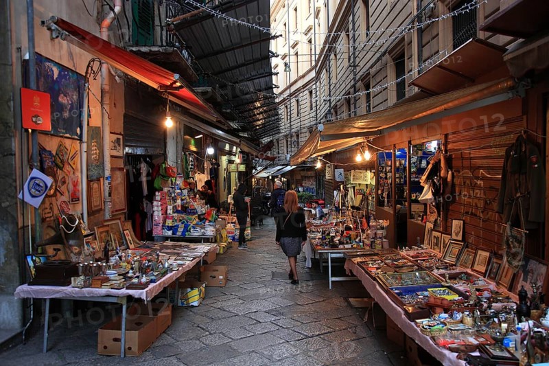 Palermo old town, market, market day in La Vucciria district, Mercato Vucciria, Sicily, Italy, Europe