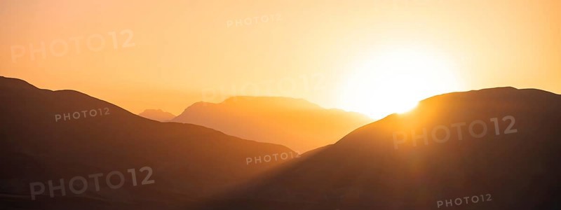 Mountain landscape at sunset, Toktogul reservoir, Jalalabad region, Kyrgyzstan, Asia