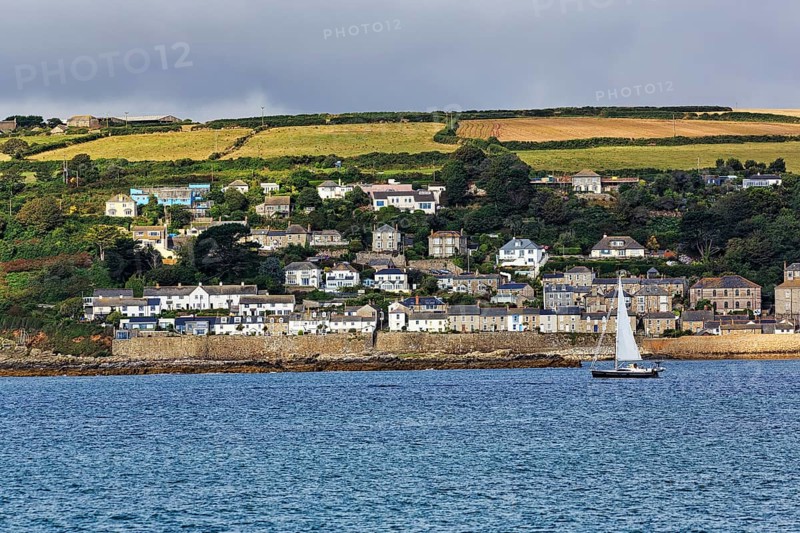 Coastline with fishing village of Mousehole, Penzance, Cornwall, England, United Kingdom, Europe