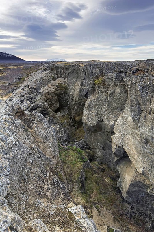 Grjotagia gaping fissure, Grjótagjá tectonic crack, Mid-Atlantic Ridge running through Iceland at Eastern Mývatn