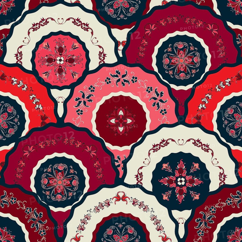 Vector floral decorative art design, seamless pattern for fabric print