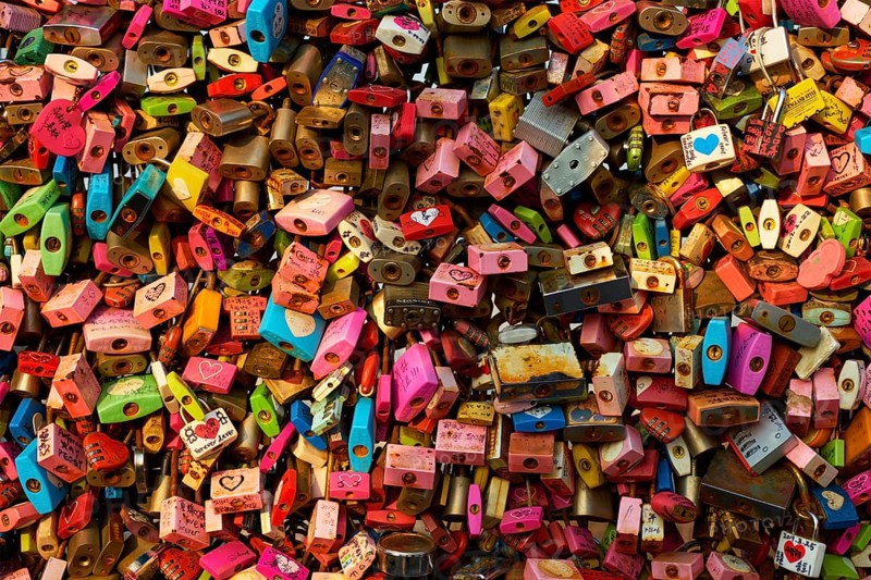 SEOUL, SOUTH KOREA, APRIL 7, 2017: Love Locks at Namsan Seoul Tower, Seoul, South Korea, Asia