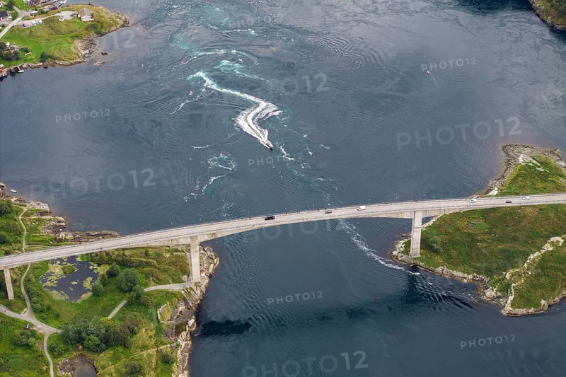 Bridge over Saltstraumen, strongest tidal current in the world, Helgeland coast, Nordland, Bodø, Norway, Europe