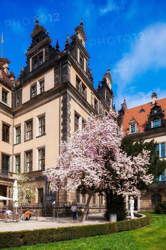 Residential Palace in spring. Large parts of the Residenzschloss in Dresden have already been restored and are a popular tourist destination
