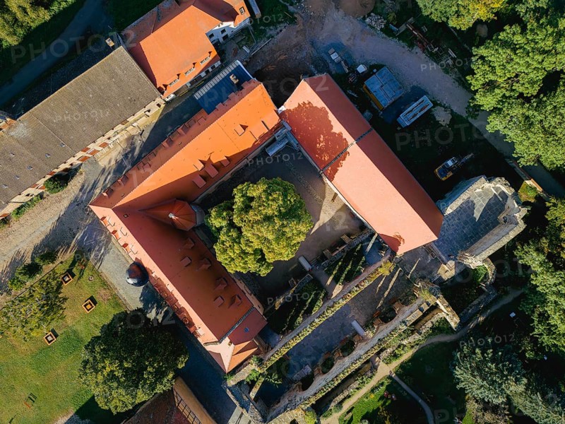 Aerial view of Memleben Monastery and presumed imperial palace, Memleben, Saxony-Anhalt, Germany, Europe