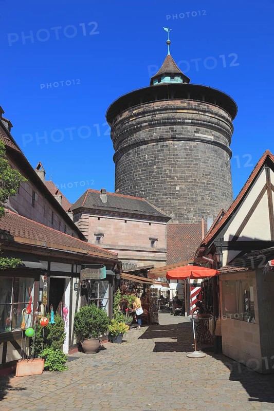 In the historic centre of Nuremberg, in the Handwerkerhof, Franconian restaurants and craftsmanship, formerly Waffenhof am Frauentorturm, Middle Franconia, Bavaria, Germany, Europe