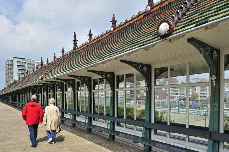 The Paravang, a windbreak dating from the Belle Epoque at Blankenberge, Belgium, Europe