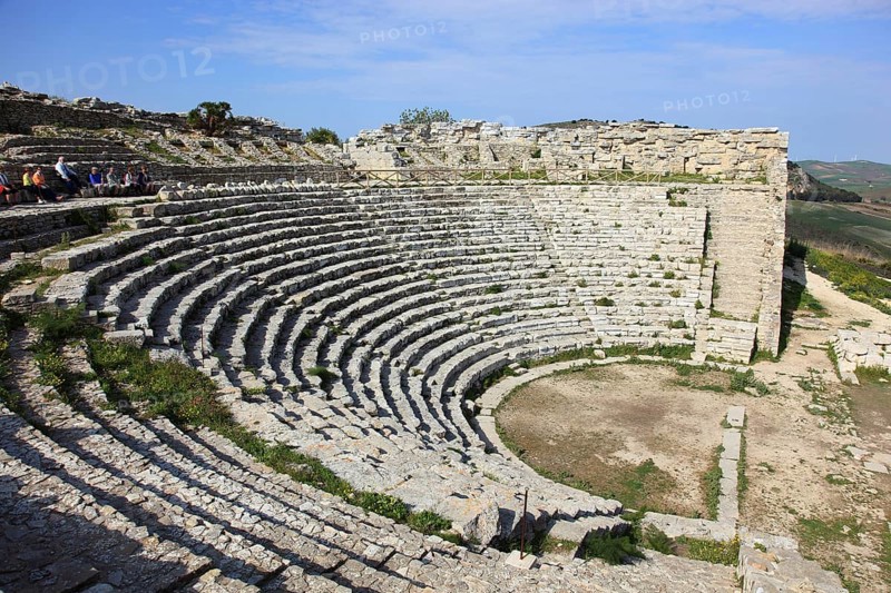 The Greek theatre in the former ancient city of Segesta, the province of Trapani, Sicily, Italy, Europe