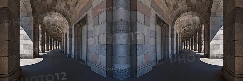 Arcade of the Congress Hall, unfinished National Socialist monumental building on the Nazi Party Rally Grounds, montage, Nuremberg, Middle Franconia, Bavaria, Germany, Europe