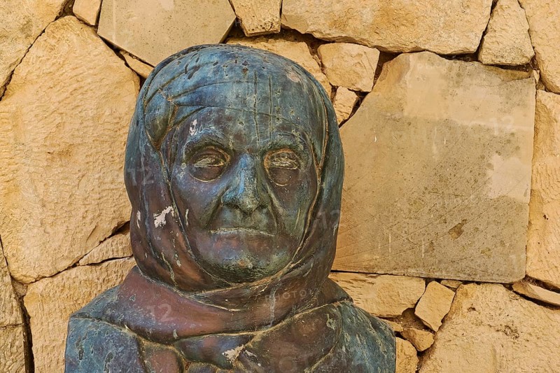 Bust, Harikia Daskalakis, Stone Wall, Arkadi, Orthodox Monastery, National Monument, Rethimnon Province, Crete, Greece, Europe