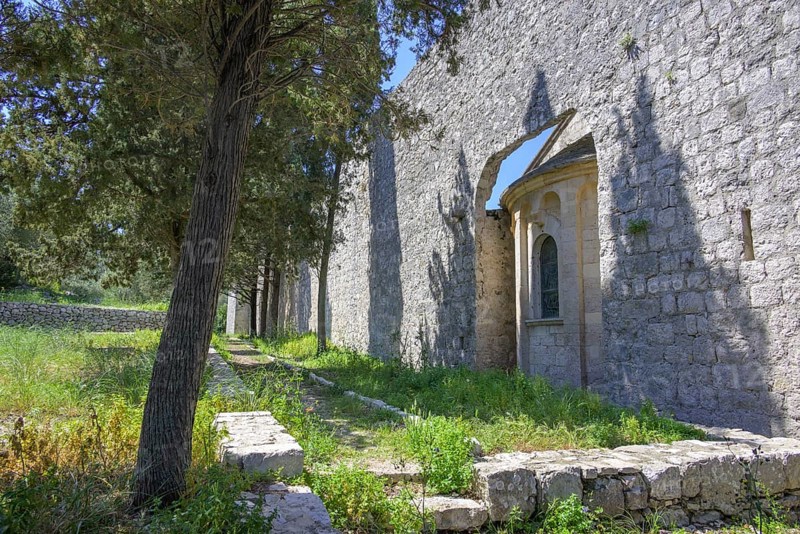 Church of the Benedictine Abbey built into the wall, Mljet Island, Dubrovnik-Neretva County, Croatia, Europe
