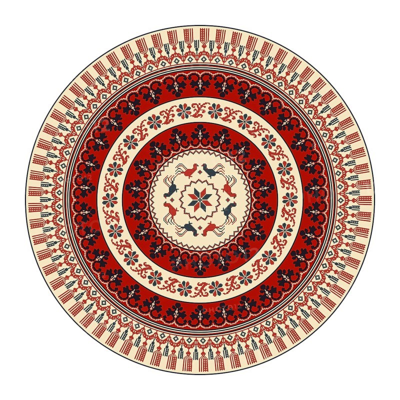 Traditional Polish embroidery round symbol, vector template. Isolated objects over white background