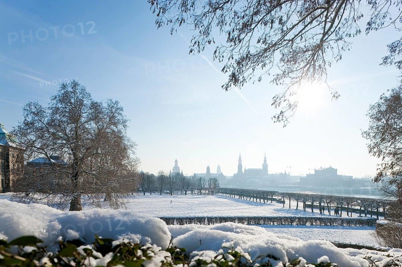 Dresden silhouette in winter