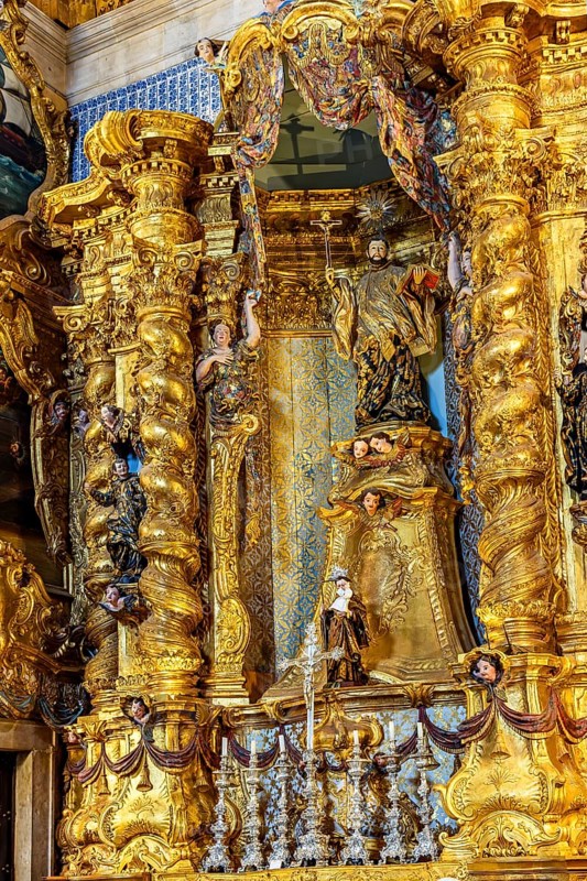 Baroque gold-leafed altar in the historic church of Pelourinho in the city of Salvador, Bahia, Brasil