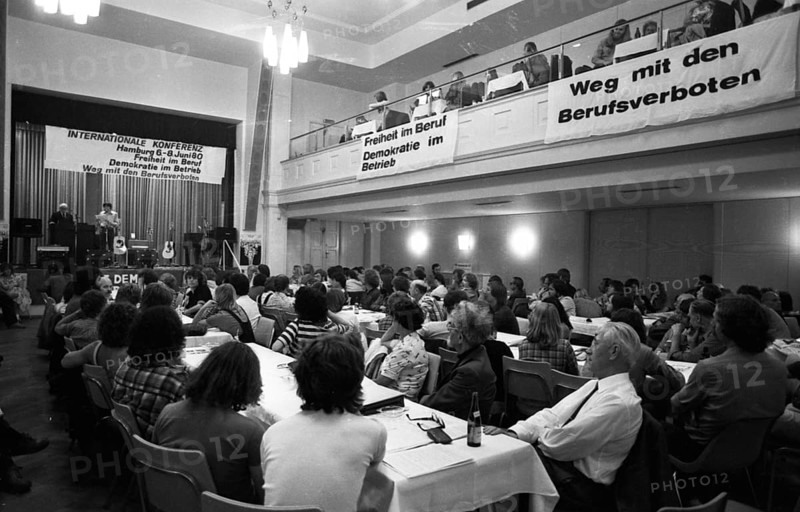 The International Conference of the Victims of the Radical Decree, which led to the banning of teachers, railway workers and other public service employees, 6 June 1980 in Hamburg, Germany, Europe