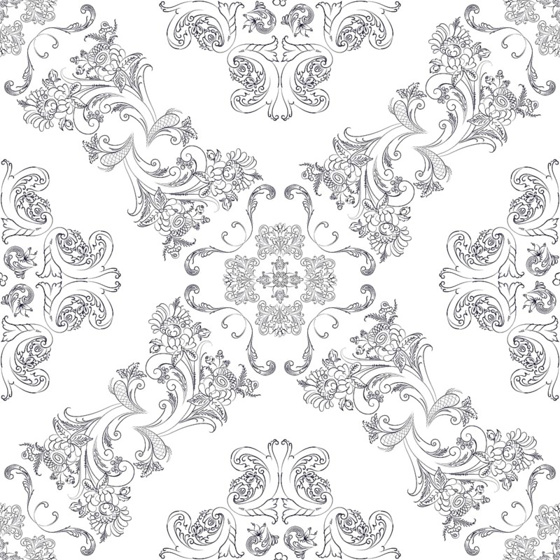 Hand drawn seamless floral pattern on a white background, vector textile template
