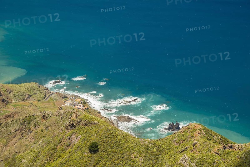 Panorama of Cabezo del Tejo, coast near Taganana, Anaga Mountains, Anaga, Tenerife, Northeast, Canary Islands, Canary Islands, Spain, Europe