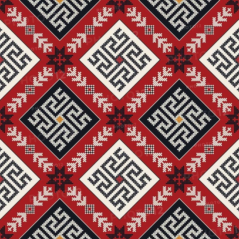 Traditional Latvian embroidery seamless pattern, vector illustration