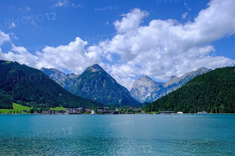 Lake Achensee, view of a mountain valley near Pertisau, Tyrol, Austria, Europe