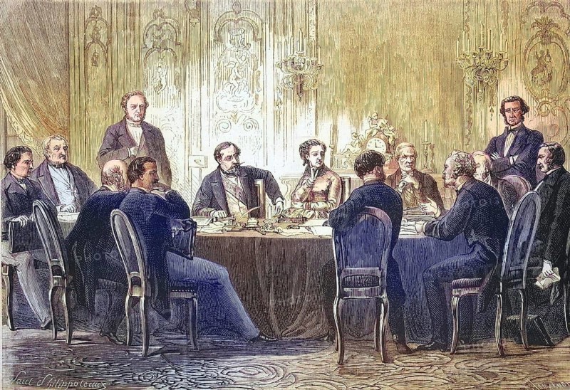 A Meeting of Ministers at the Palais de Fontainebleau, Council of Ministers, Session, 1869, France, Historic, digitally restored reproduction of an original 19th century original, exact original date unknown, Europe