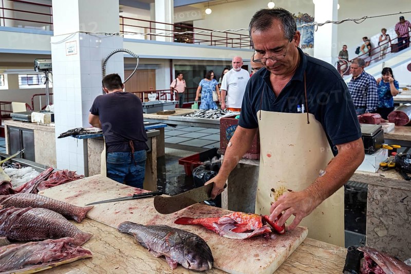 Fish hall, fish market, market hall Mercado dos Lavradores, Funchal, Madeira Island, Portugal, Europe