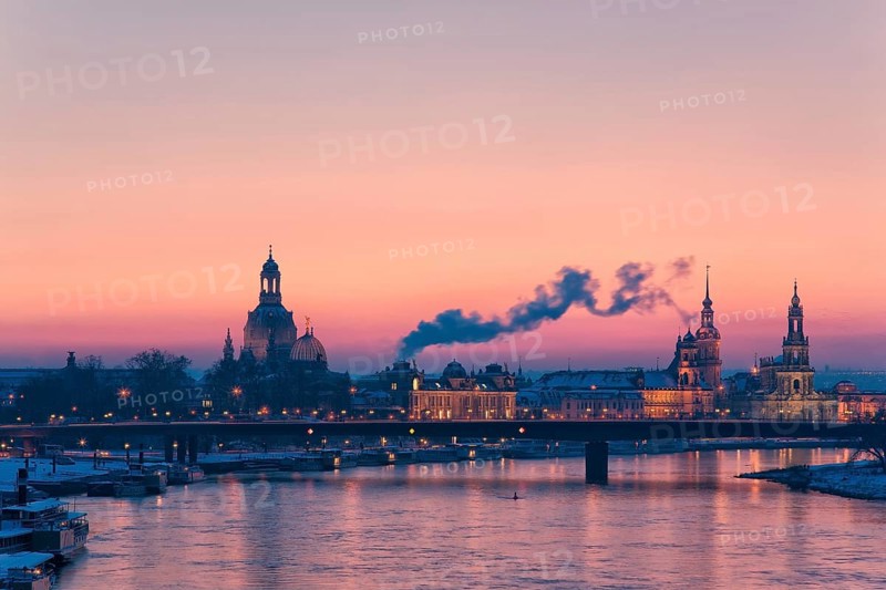 Dresden silhouette in winter
