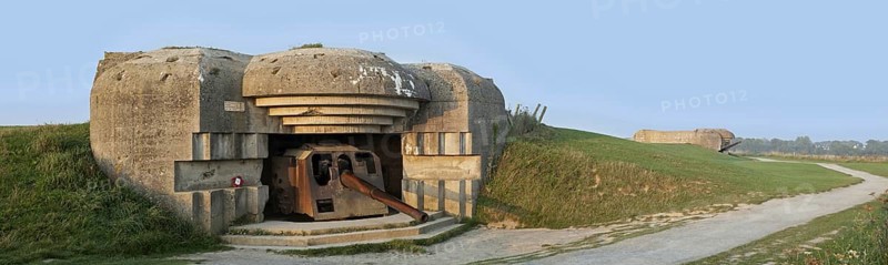 German 152 mm navy gun in bunker of the Batterie Le Chaos, part of the Atlantikwall at Longues-sur-Mer, Normandy, France, Europe