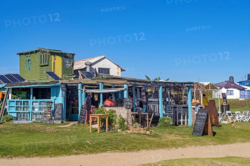 Shabby looking little restaurant in the hamlet Cabo Polonio along the Atlantic Ocean coast, Rocha Department, Uruguay, South America