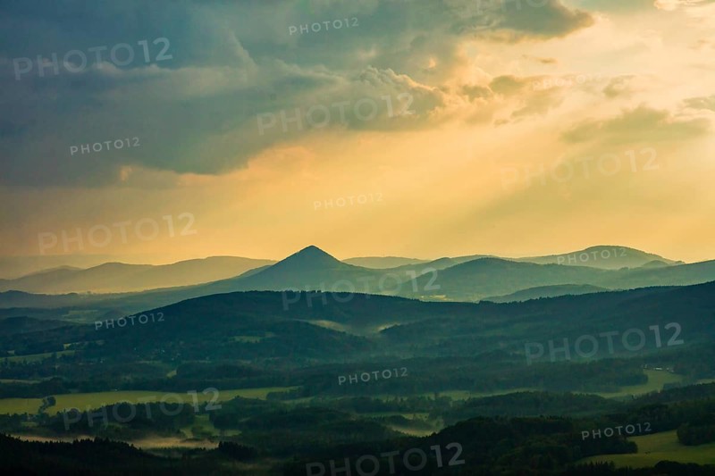 View from the Hochwald Tower to the west to Mount Klic in the Hochwald (Zittau Mountains)