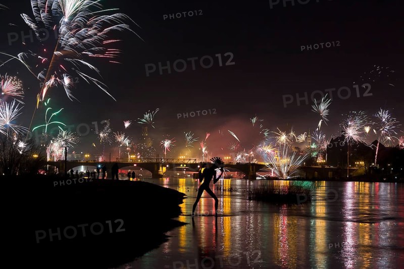 Dresden New Year's Eve fireworks over the Old Town