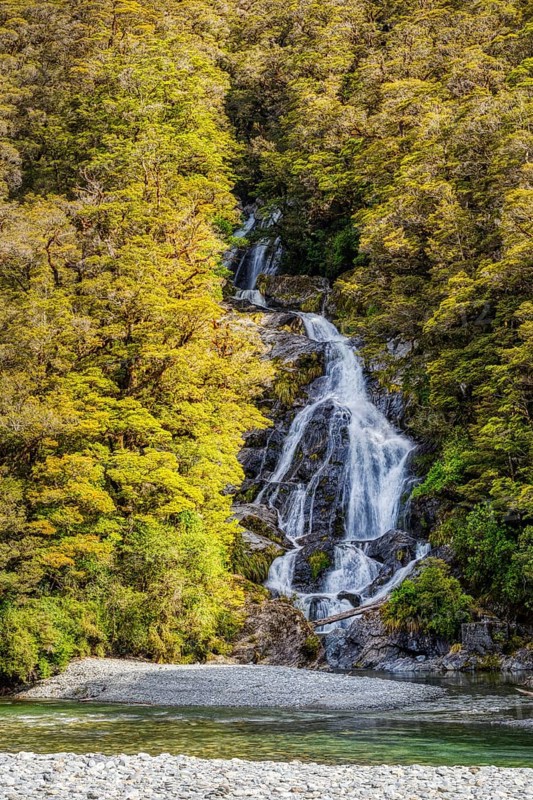 Fantail Falls, Mount Aspiring National Park, New Zealand, Oceania