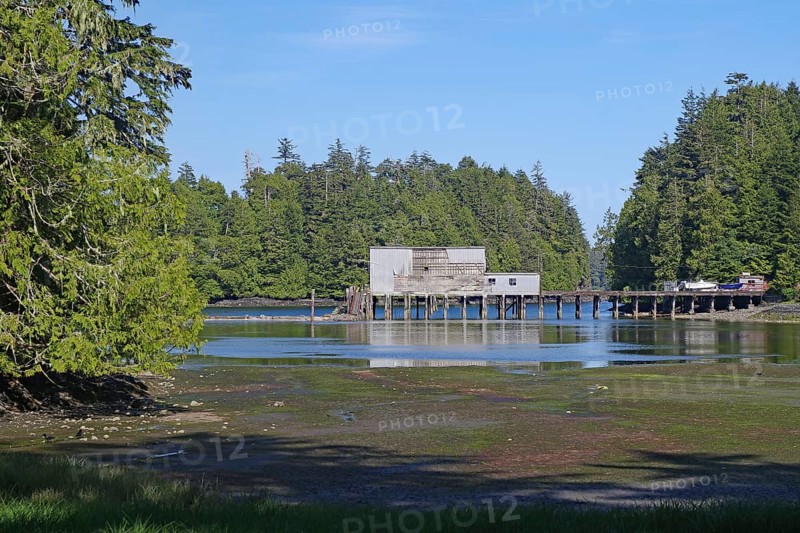 Remains of a historic factory, Ucluelet boardwalk, Pacific Rim National Park, Vancouver Island, British Columbia, Canada, North America