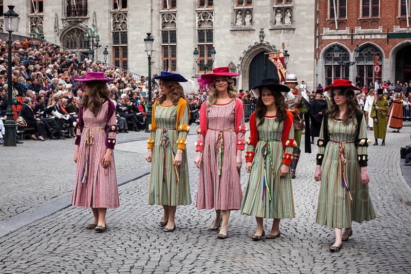 BRUGES, BELGIUM, MAY 17: Annual Procession of the Holy Blood on Ascension Day. Locals perform an historical reenactment and dramatizations of Biblical events. May 17, 2012 in Bruges (Brugge), Belgium, Europe
