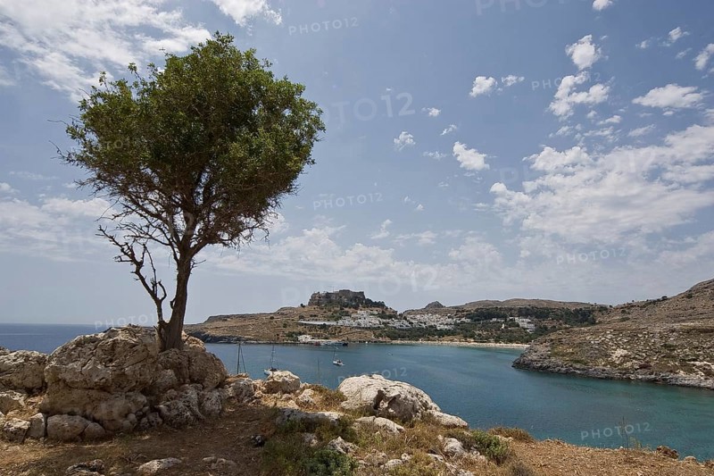 Rhodes Island, Lindos, Lindos is a town on the Greek island of Rhodes. Its landmark is the acropolis on a rock with huge archways from the 4th century and reliefs dating from around 280 BC
