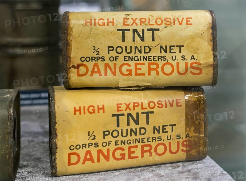 Two WW2 US army half pound TNT high explosive blocks used by the American Corps of Engineers for demolition and sabotage purposes