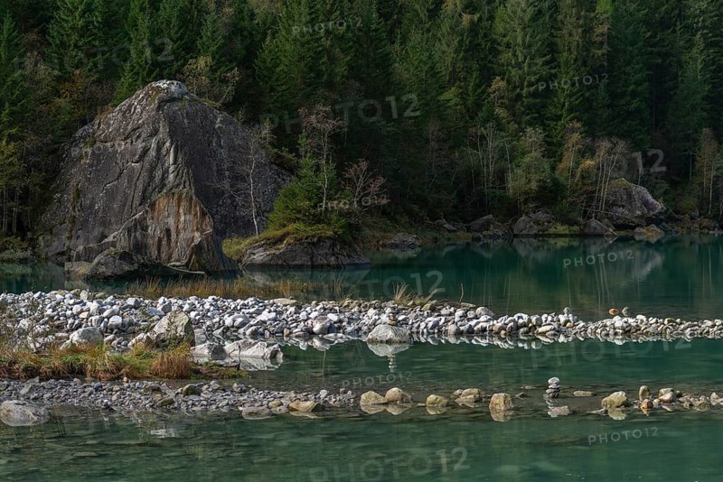 Stilluptal, Stillupgrund, Mayrhofen, High Mountain nature park Park Zillertal Alps, water reflection, fir forest, autumn colours, Tyrol, Austria, Europe