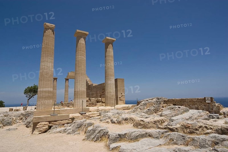 Rhodes Island, Lindos, Lindos is a town on the Greek island of Rhodes. Its landmark is the acropolis on a rock with huge archways from the 4th century and reliefs dating from around 280 BC. Ruins