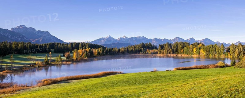 Hegratsrieder See near Füssen, Allgäu Alps, Allgäu, Bavaria, Germany, Europe