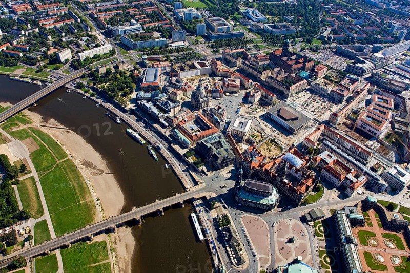 Aerial view of Dresden Old Town