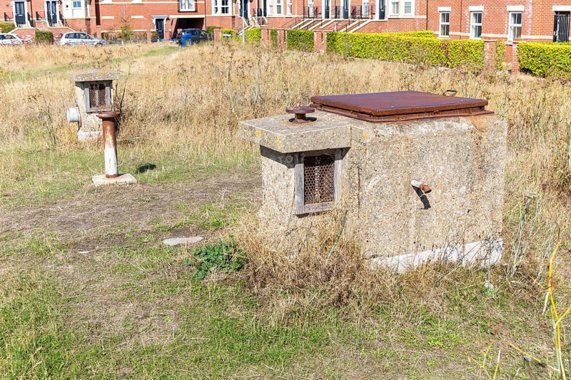 Cold War nuclear shelter underground military building, Martello Park, Felixstowe, Suffolk, England, UK built 1962