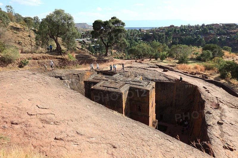 Rock churches in Lalibela, the rock church of St George, Bete Kiddus Georiys, Bete Ghiorgis Church, Ethiopia, Africa
