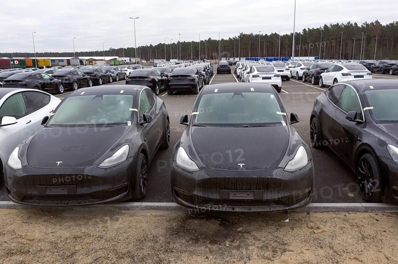 Tesla Y models produced in the Tesla Giga Factory, Grünheide, 28.01.2023