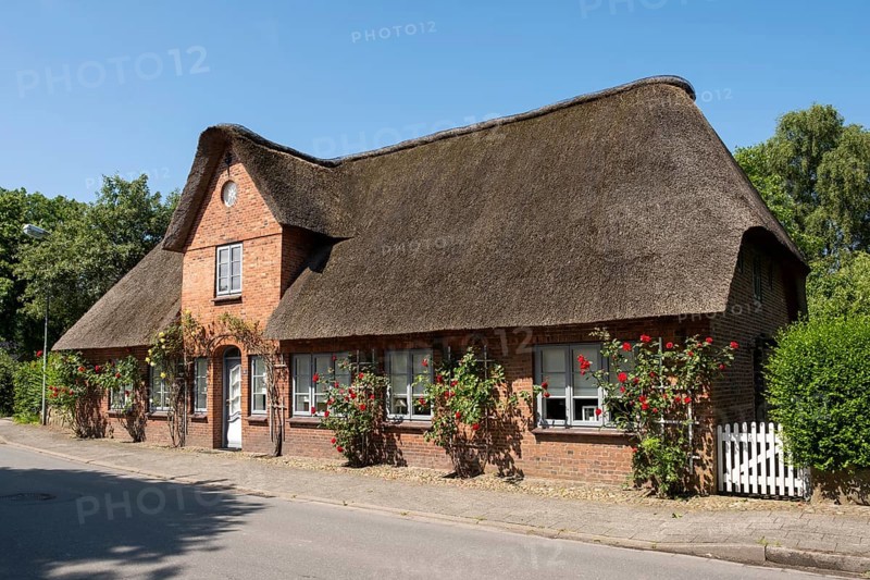 Frisian house, thatched house, Alkersum, Föhr, North Sea island, North Frisia, Schleswig-Holstein, Germany, Europe