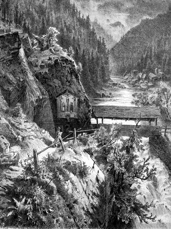 The wild Gerlos, river in the Zillertal, Austria, Historical, digitally restored reproduction from a 19th century original, Record date not stated, Europe