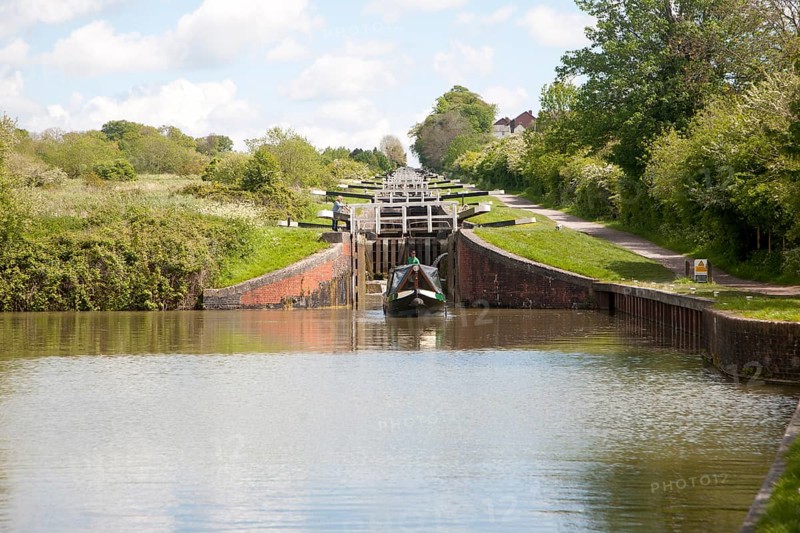 Caen Hill flight of locks on the Kennet and Avon canal Devizes, Wiltshire, England, United Kingdom, Europe
